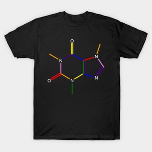 Caffeine Rainbow Molecule Chemistry T-Shirt